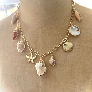 NEW Designer Gold Shell Charm Necklace